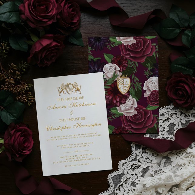 Royal Muse Medieval Fantasy White Floral Wedding Invitation (Royal Muse Medieval Fantasy White Floral Wedding Invitation)