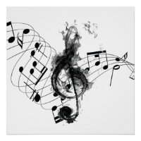 Royal Music Note black and white smoke effect