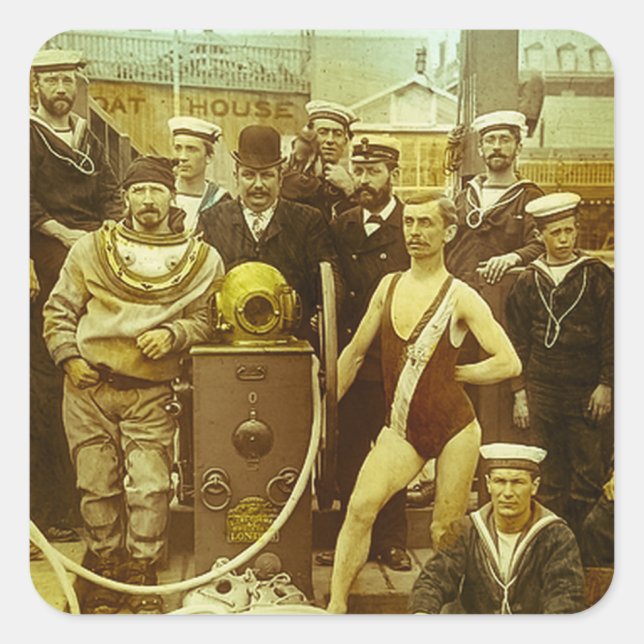 Royal Naval Exhibition 1891 Magic Lantern Slide Square Sticker (Front)