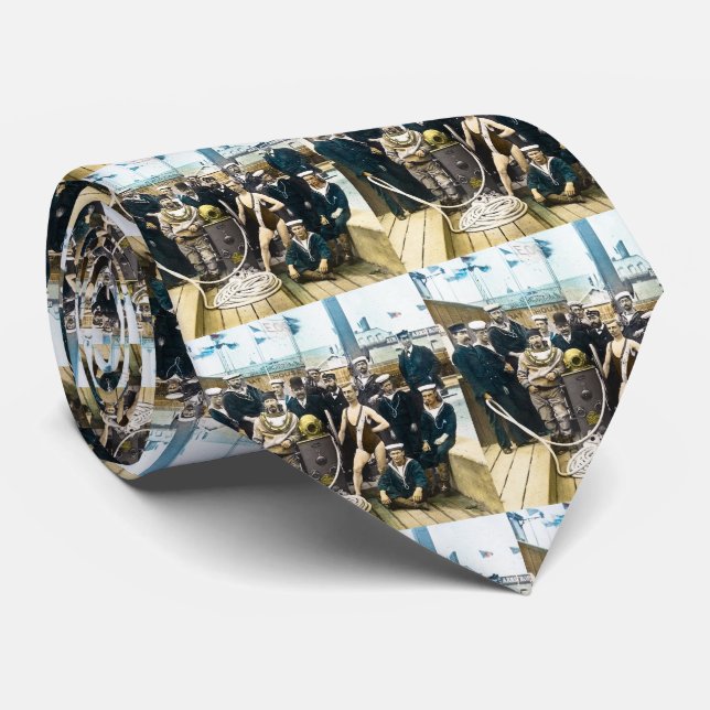 Royal Naval Exhibition 1891 Vintage Hardhat Diver Tie (Rolled)