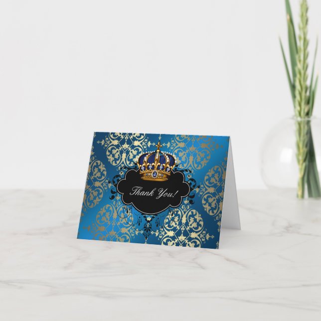 Royal Navy Blue and Gold Crown Merci Cartes (Devant)