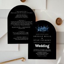 Royal Navy Blue Floral Front & Back Wedding 