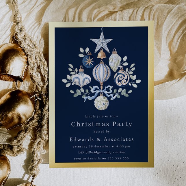 Royal Navy Blue & Gold Border Christmas Party (Creator Uploaded)