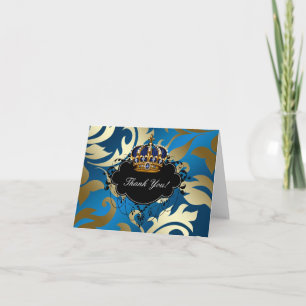 Royal Navy Blue Gold Jewel Crown Merci Cartes