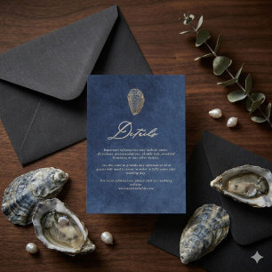 Royal Navy Blue Ocean Wedding Details  Enclosure Card