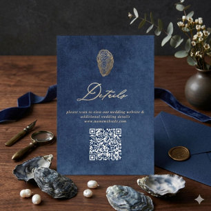 Royal Navy Blue Ocean Wedding Details  Enclosure Card