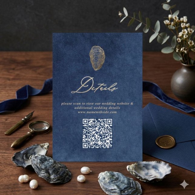 Royal Navy Blue Ocean Wedding Details  Enclosure Card (Creator Uploaded)