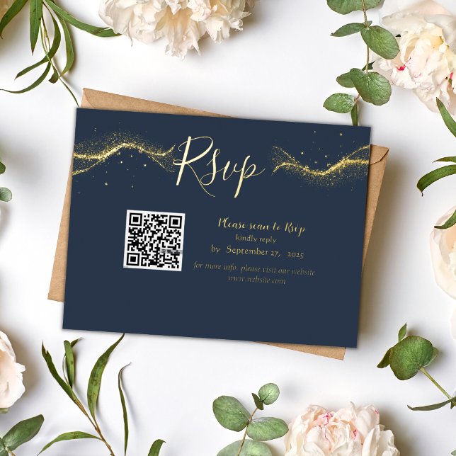Royal navy blue Qr code rsvp Response Card (Creator Uploaded)