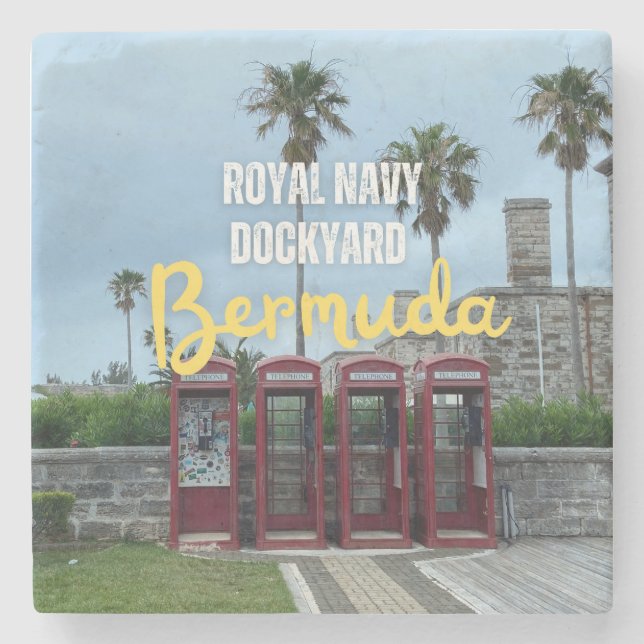 Royal Navy Dockyard Pay Phones in Bermuda  Stone Coaster (Front)