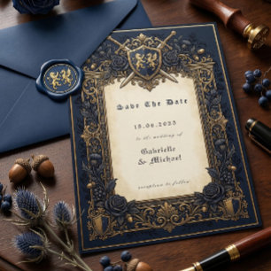 Royal Navy Moody Celestial Medieval Crest  Save The Date