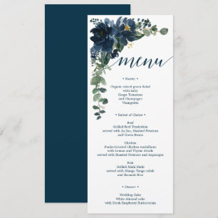 Royal Navy Wedding Menu Cards Table Decor