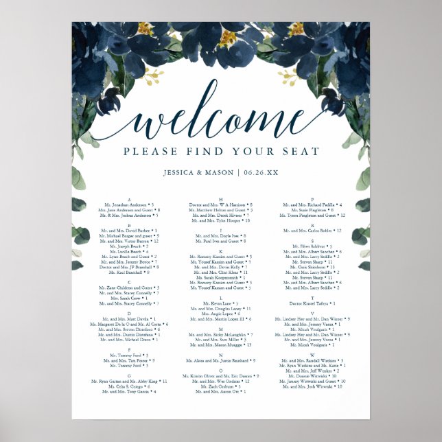 Royal Navy Wedding Seating Chart (Front)