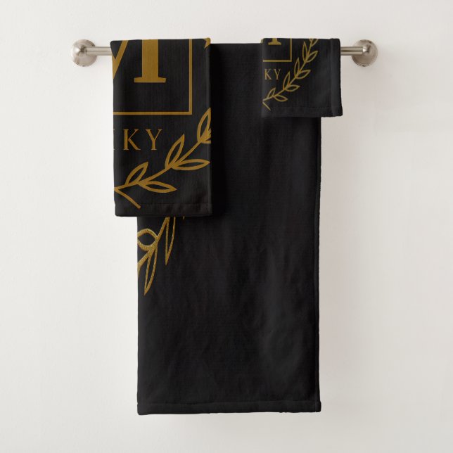 "Royal NMKY Emblem – Monogram M Crest Design" Bath Towel Set (Insitu)