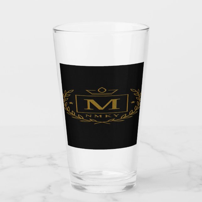 "Royal NMKY Emblem – Monogram M Crest Design" Glass (Front)