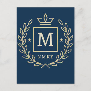 "Royal NMKY Emblem – Monogram M Crest Design" Invitation Postcard