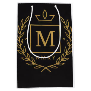 "Royal NMKY Emblem – Monogram M Crest Design" Medium Gift Bag
