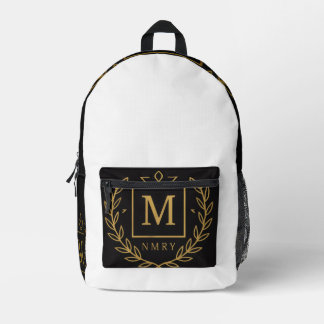 "Royal NMKY Emblem – Monogram M Crest Design" Printed Backpack