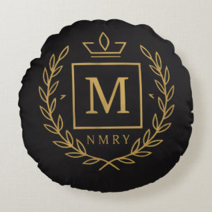 "Royal NMKY Emblem – Monogram M Crest Design" Round Pillow