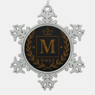"Royal NMKY Emblem – Monogram M Crest Design" Snowflake Pewter Christmas Ornament