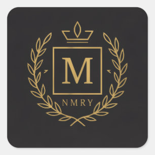 "Royal NMKY Emblem – Monogram M Crest Design" Square Sticker