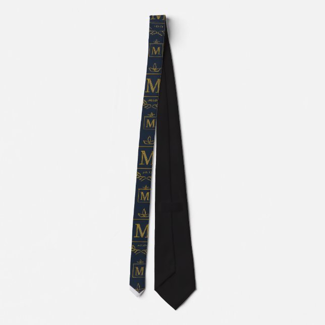 "Royal NMKY Emblem – Monogram M Crest Design" Tie (Back)
