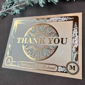 Royal Nouveau Real Foil Wedding Thank You Card