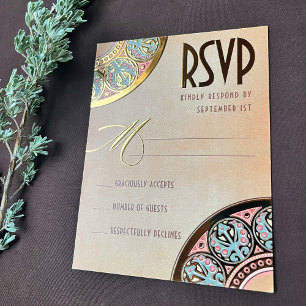 Royal Nouveau Real Gold Foil RSVP Invitation Postcard