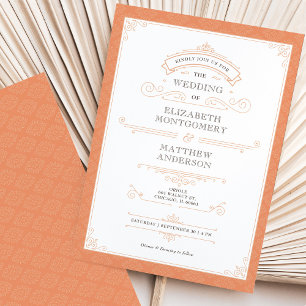 Royal Orange Vintage Retro Faire-part de mariage