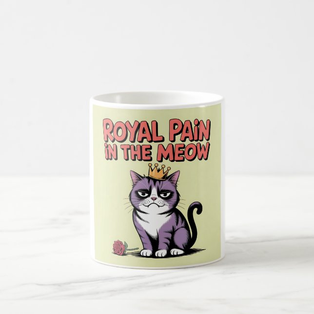 Royal Pain in the Meow – Grumpy Cat King Comic Art Coffee Mug (Center)