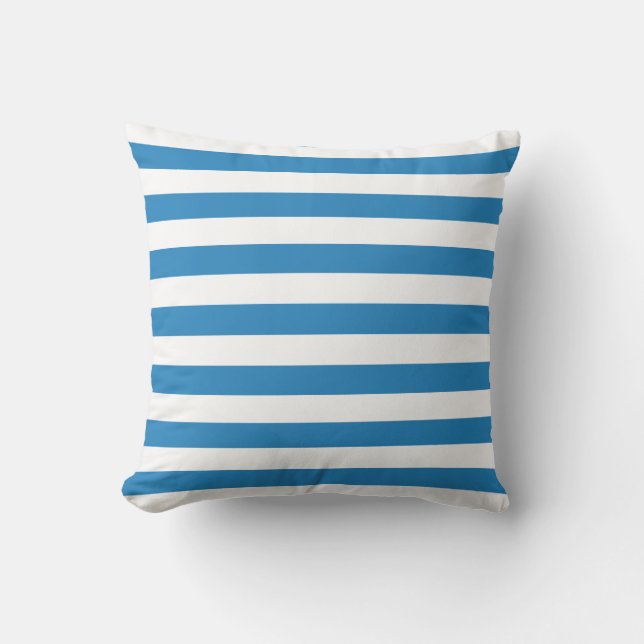 Royal Pastel Blue & White Lines Pattern Throw Pillow (Front)