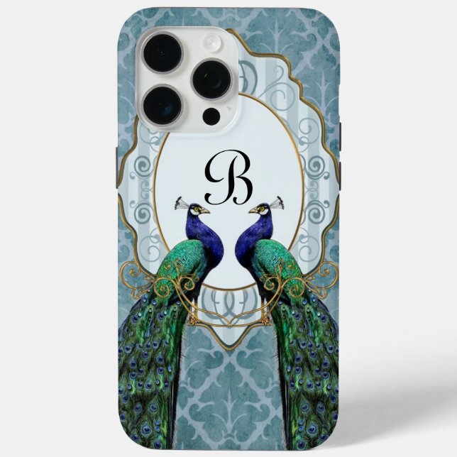 Royal Peacock (Blue) Monogram iPhone Case (Back)