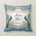 Royal Peacock Blue Personalized Anniversary Pillow<br><div class="desc">In some cultures the peacock is regarded as a guardian of royalty, in others it represents kindness, compassion and eternal life. This beautiful bird is a perfect symbol for marriage and new beginnings. A great gift idea for the bridal shower, and also works well for an anniversary gift! See our...</div>