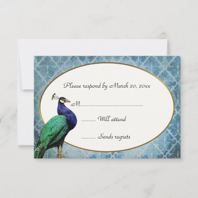 Royal Peacock Blue RSVP Card (Front)