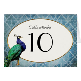 Royal Peacock Blue Table Number Card