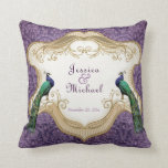 Royal Peacock (Purple) Personalized Anniversary Throw Pillow<br><div class="desc">In some cultures the peacock is regarded as a guardian of royalty,  in others it represents kindness,  compassion and eternal life. This beautiful bird is a perfect symbol for marriage and new beginnings. See our entire Royal Peacock suite of products in several different colours.</div>