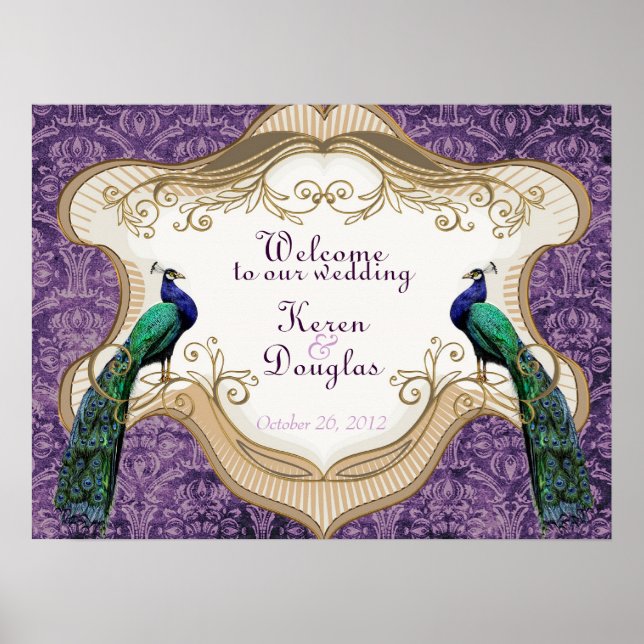 Royal Peacock Purple Wedding/Anniversary Poster (Front)