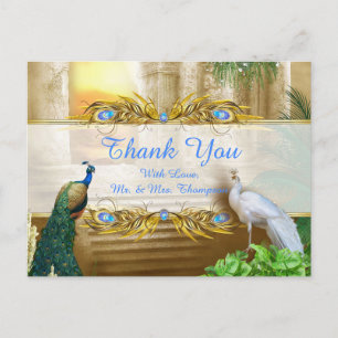 Royal Peacock Temple Dreams Thank You Announcement Postcard
