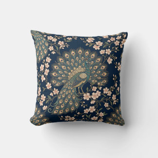 Royal Peacock Throw Pillow Decorative