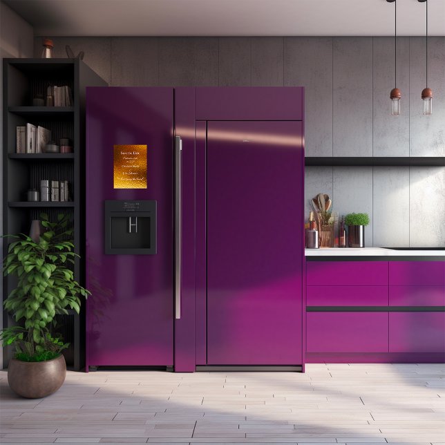 Royal Personalized Golden Shiny Save The DAte Magnet (Save The Date Golden Magnet FlorenceK Studio )