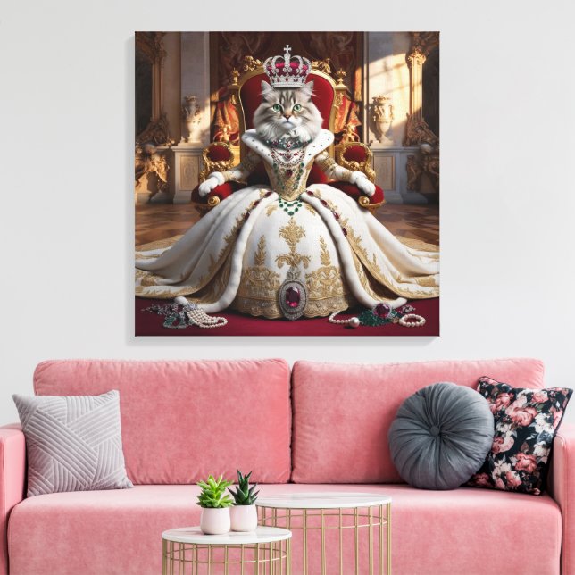 Royal Pet Queen Portrait - Luxurious Digital Art  Canvas Print (Insitu(LivingRoom))