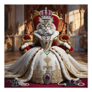Royal Pet Queen Portrait - Luxurious Digital Art  Photo Print
