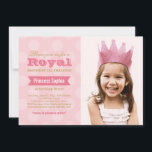 Royal Pink Gold Princess Girl Photo Birthday Party Invitation<br><div class="desc">A modern and stylish royal party invitation for your little princess! Features custom text and photo with banner and polka dot patterned background. Bright pink and light pink with white and gold accent colours.</div>