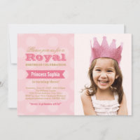 Royal Pink Gold Princess Photo Girls Birthday