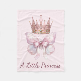 Royal Pink Princess Crown Butterfly Baby Blanket