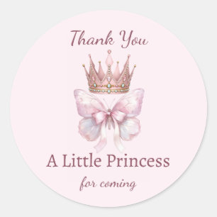 Royal Pink Princess Crown Thank You Sticker
