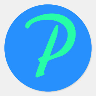 ROYAL PISTACCHIO INITIAL "P" CLASSIC ROUND STICKER
