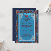 Royal Pixel Art Wedding Invitation