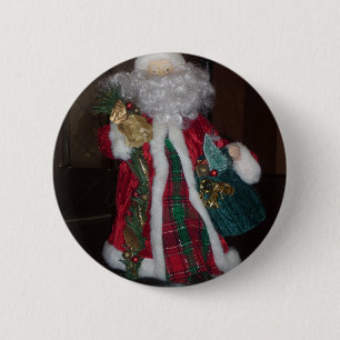Royal Plaid Hohoho Santa Merry Christmas  2 Inch Round Button