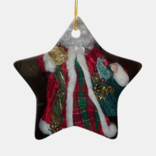 Royal Plaid Hohoho Santa Merry Christmas  Ceramic Ornament