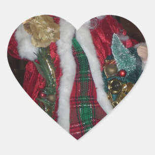 Royal Plaid Hohoho Santa Merry Christmas  Heart Sticker